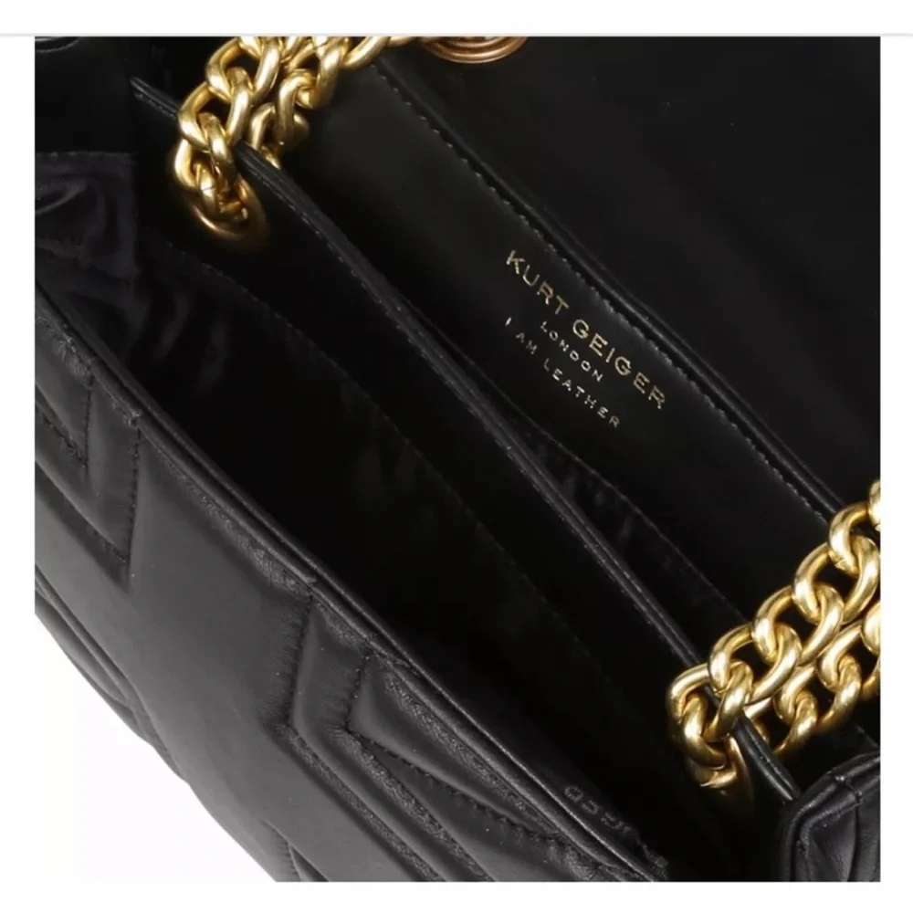 Kurt Geiger London Mini Kensington Leather Black Union Jack Bag NWT Chain Strap - Picture 2 of 7